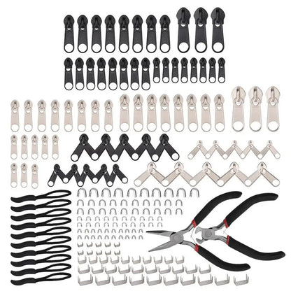 Zipper Repair Kit Double-sided Zipper Slider Replacement Zipper Pulls Installation Tools For Bags Tents Luggage Sleeping Bag