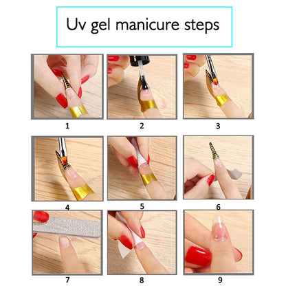 100 Pcs/Set, Nail Form Tips Acrylic UV Gel Extension Curl Form Extension Nail Sticker Art Guide Mold Manicure Nail Art Tools