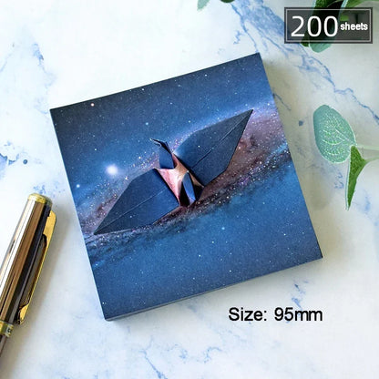 200-400Sheets Galaxy Outer Space Origami Paper Cranes Paper Decor Folded Origami Paper for Kids DIY Arts Christmas Craft Project
